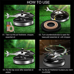 Car Aromatherapy Ornament Helicopter Solar Aromatherapy Diffuser, Rotary Airplane Car Perfume Ornament Air Freshener, Lasting Light Fragrance Interior Decoration Accessories Car Home Diffuser