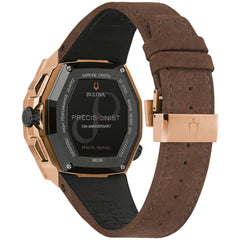 Bulova Men's Series X High Precision Quartz Chronograph Watch, Sapphire Crystal, Continous Sweeping Secondhand - Rose Gold/Brown Leather Strap