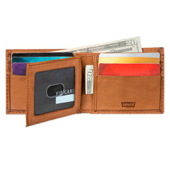 Levi's Men's RFID Extra Capacity Slim Bifold Wallet with Multiple Card Slots - Tan
