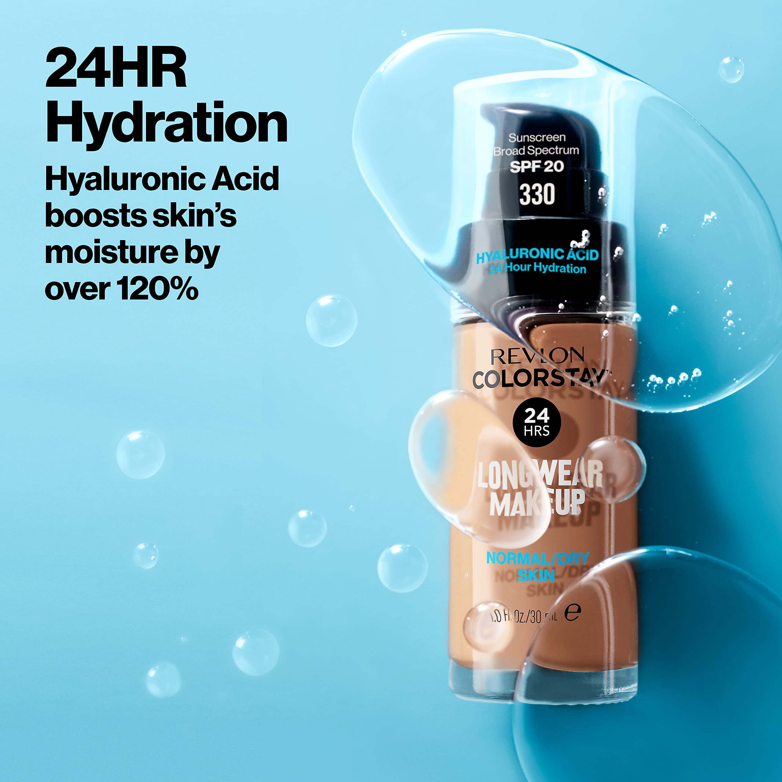 (Walnut) - Revlon ColorStay Makeup for Normal/Dry Skin SPF 20, Longwear Liquid Foundation, with Medium-Full Coverage, Natural Finish, Oil Free, 500 Walnut, 30ml