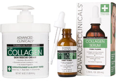 Advanced Clinicals 2-Piece Anti-Aging Skincare Set with Collagen. 16 oz. Collagen Lotion and 1.75 oz. Collagen Serum for Instant Hydration.