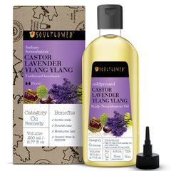 Soulflower Scalp Nourishment Hair Oil with Blend of Castor, Lavender, Ylang Ylang Oil for Hair Fall Control, Scalp, Hair Nourishment - 100% Pure, Organic, Natural Cold pressed Oil - 6.77 Fl.Oz