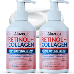 Alozera Skin Firming Retinol Collagen Face & Body Lotion with Stem Cells for Aging Skin and Wrinkles, Non-Greasy, Lightweight Moisturizer, Fragrance-Free, 16.9 oz