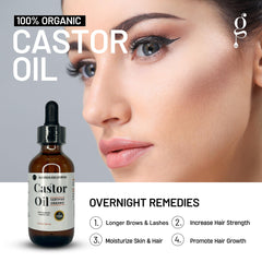 Castor Oil (2oz) FDA Certified Organic, 100% Pure, Hexane Free Stimulate Growth for Eyelashes, Eyebrows, Hair. Lash Growth Serum. Brow Treatment. FREE Mascara Starter Kit by Glamorous Wow