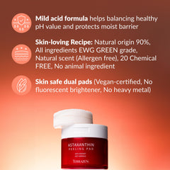 TERRAZEN Korean Face Skin Care Astaxanthin Peeling Pads 60pcs - Anti Aging & Rejuvenating with Peptide Amino Acid Gentle Peel Facial Pads