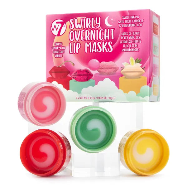 W7 Sweet Dreams Overnight Lip Mask Set Gift Set 4 Swirly Flavors