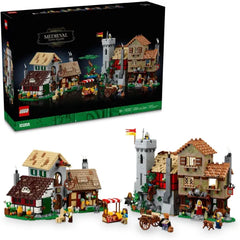 LEGO Icons Medieval Town Square Build and Display Model, Classic Castle Set Reimagined with 8 Medieval Minifigures, Explore the Medieval Village of Felsa in this Building Set for History Lovers, 10332