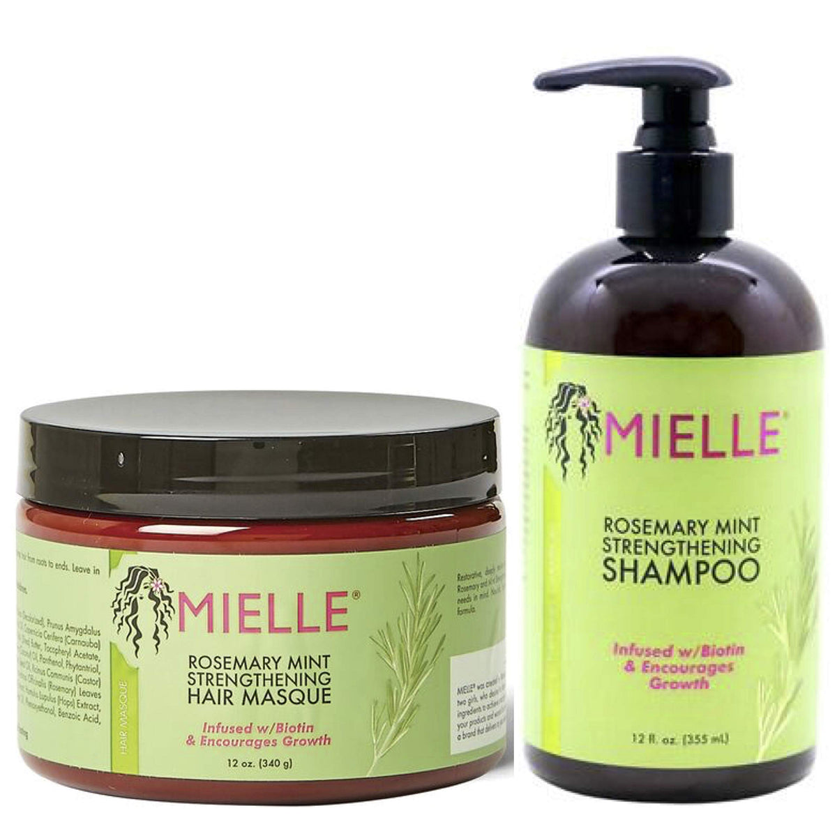 Mielle Organics Rosemary Mint Strengthening Hair Masque & Rosemary Mint Strengthening Shampoo