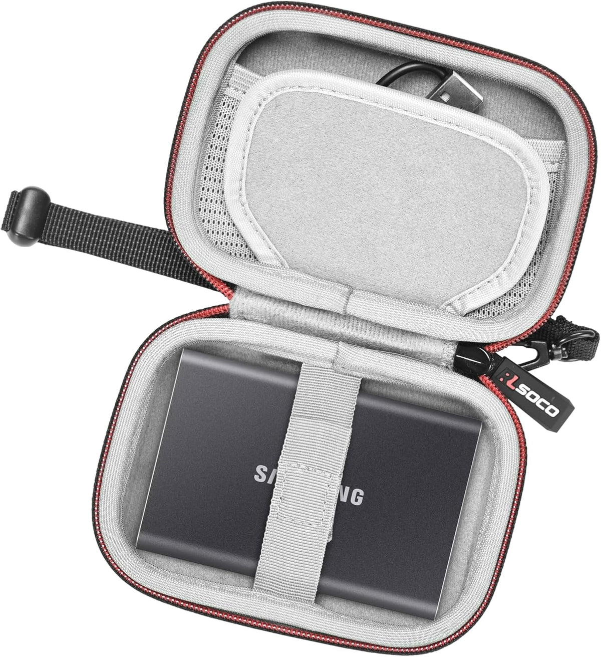 RLSOCO Hard Case for Samsung T7/T7 Shield/T7 Touch/T9/T5 Portable SSD 1TB/2TB/4TB/500GB External Solid State Drive | Shockproof, Dustproof, Water-Resistant Storage Pouch with Adjustable Wrist Strap