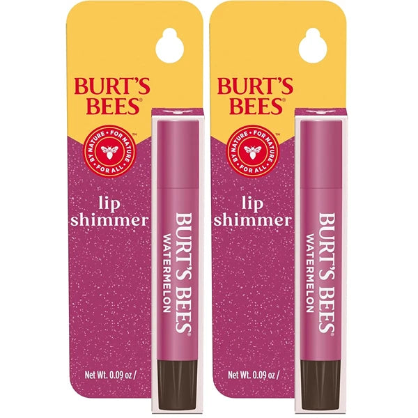 Burt's Bees Shimmer Lip Tint, Tinted Lip Balm Stick, Moisturizing for All Day Hydration with Natural Glowy Pigmented Finish & Buildable Color, Watermelon, 1 Tube, 0.09 oz. (Pack of 2)