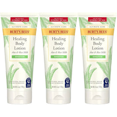 Burt's Bees Ultimate Care Healing Body Lotion with Aloe and Rice Milk for Sensitive Skin, 98.8% Natural Origin, 6 Ounces