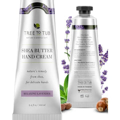 Tree to Tub Shea Butter Hand Cream for Dry Cracked Hands - Moisturizing Sensitive Skin Hand Lotion for Women & Men, Non-Greasy Vegan Hand Moisturizer w/Organic Cocoa, Aloe Vera, All Natural Lavender
