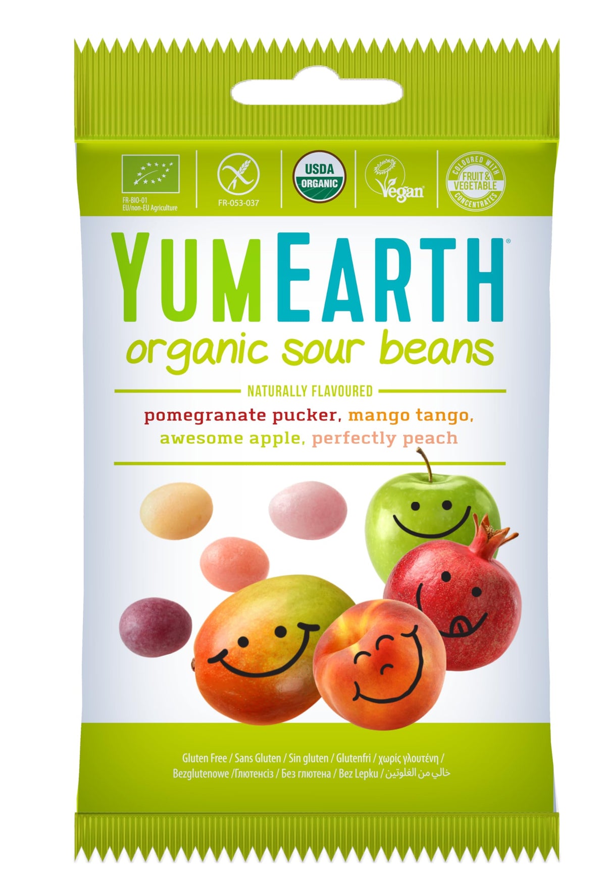 YumEarth Organic Sour Beans, Organic Ingredients No Artificial Colours or flavours - 50 Gm