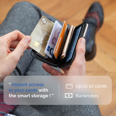Aluminium Smart Case V2 Wallet - Metal Clasp - RFID Blocking Card Holder - Holds up to 10 Cards and Banknotes - Carbon Effect (Fine Weave)