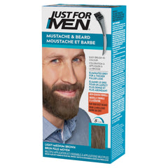 Just For Men Mustache & Beard, Beard Dye for Men with Brush Included for Easy Application, With Biotin Aloe and Coconut Oil for Healthy Facial Hair, Light-Medium Brown, M-30 (1 Count)