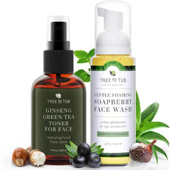 Tree to Tub Deep Calming Toner & Face Wash Set – Hydrating Toner with Hyaluronic Acid, Witch Hazel & Rose Water | Gentle Face Cleanser for Oily, Combination & Sensitive Skin