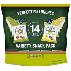 SkinnyPop Popcorn Variety Pack, Original & White Cheddar Flavors, 0.5 oz Individual Snack Bags (Pack of 14) - Healthy Snacks, Gluten Free, Non-GMO, Low Calorie Packets