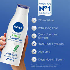 NIVEA Body Lotion Hydration, Aloe Vera, Normal to Dry Skin - 2x250ml
