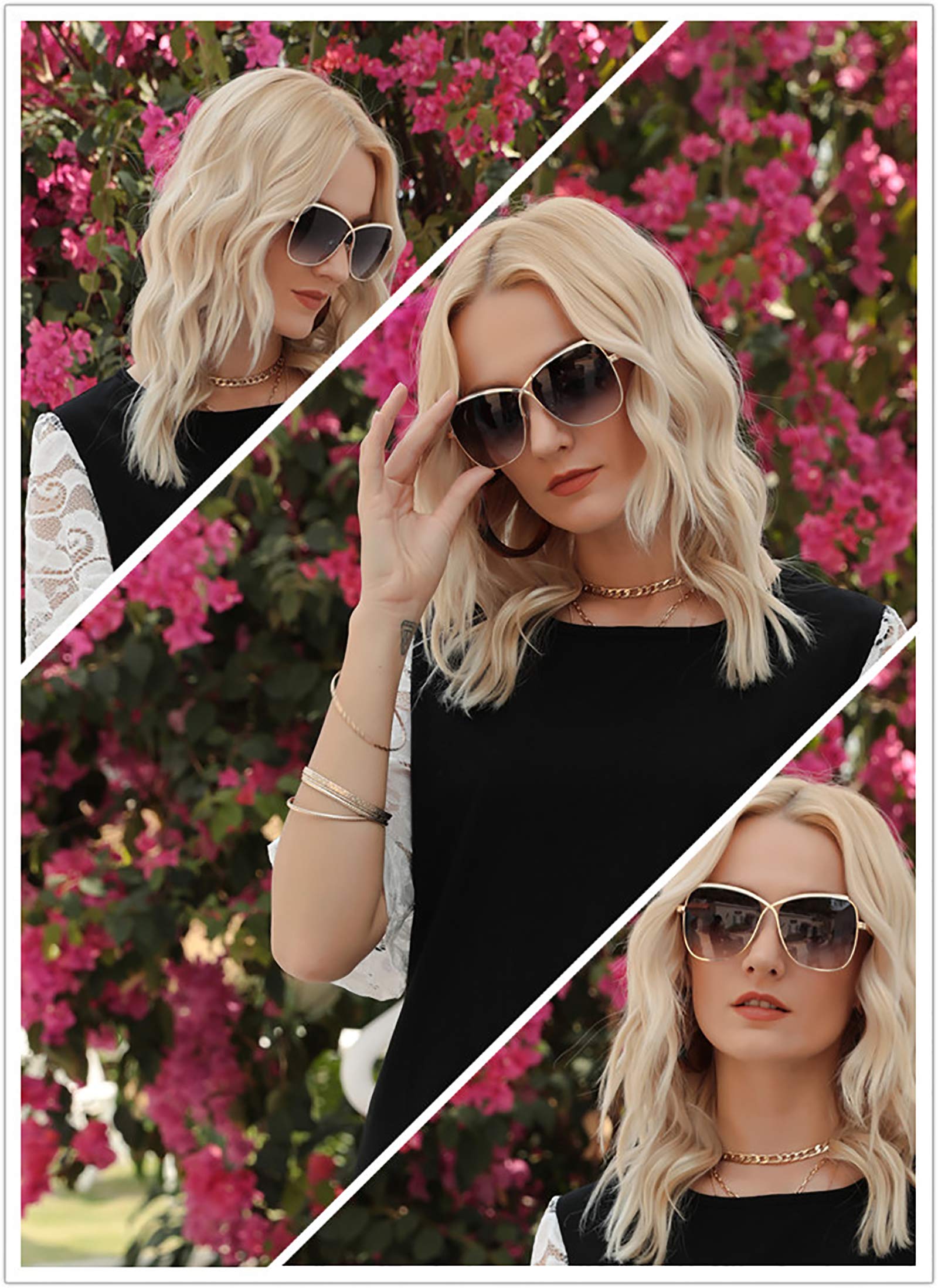 FEISEDY Womens Pilot Sunglasses Oversized Butterfly X Shape Design Cateye Cute Lady Sunglasses B2738