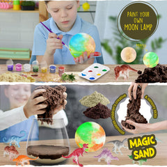 Dinosaur Terrarium Kit for Kids - Dino Kid Crafts with DIY Moon Lamp Kit - Birthday Gift for Boys Ages 4 5 6 7 8-12 Year Old - Arts and Crafts for Boy and Kids - Dinosaur Toys for Boys