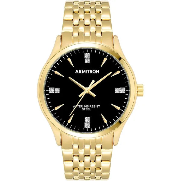 Armitron Men's Genuine Crystal Gold/Black Watch