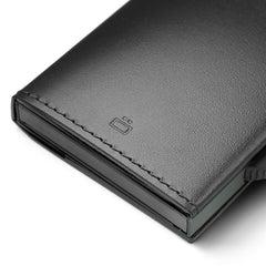 OGON Automatic Leather wallet Cascade Slim - Compact aluminum RFID blocking card holder - Up to 8 cards and banknotes - Platinium Black