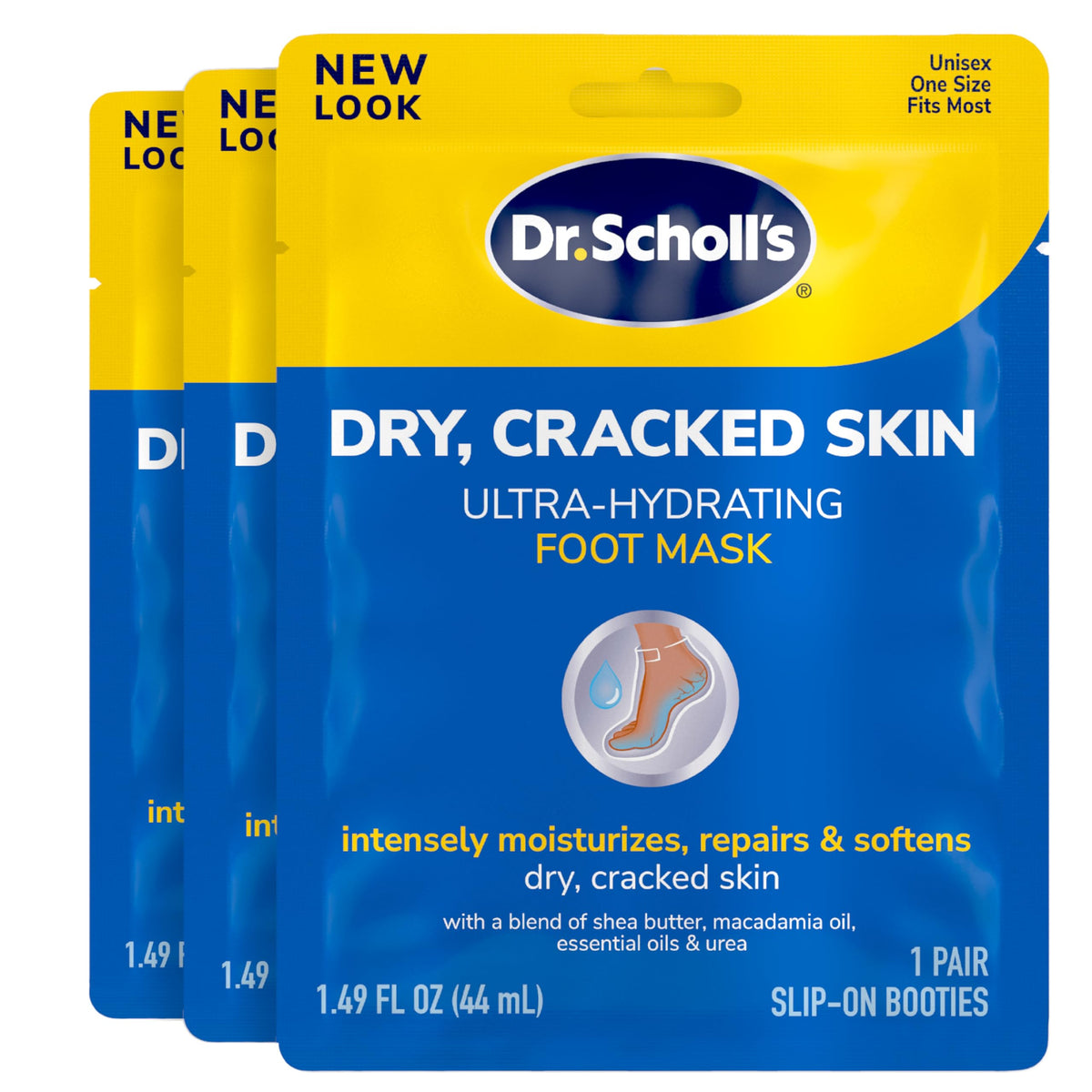 Dr. Scholl's Ultra Hydrating Foot Peel Mask 3 Pack, Intensely Moisturizes Repairs and Softens Rough Dry Skin with Urea, 3 Count 1 Pair