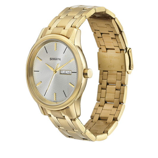 Sonata Light Champagne Dial Analog watch For Men-NR7134YM03