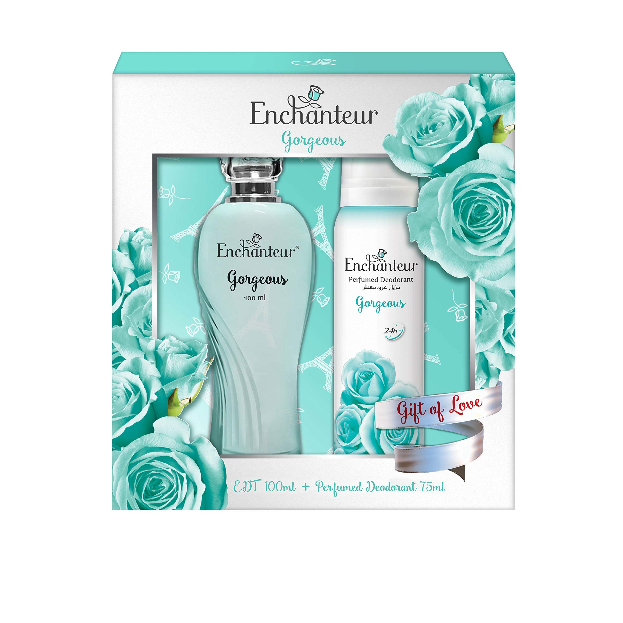 Enchanteur EDT & Perfumed Deodorant Giftpack- Gorgeous, Gift Of Love, 175 ml