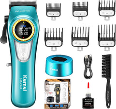 KEMEI 2242 Professional Hair Clippers for Men, Cordless Barber Clipper with LED Display & Charging Base, Hair Cutting Tools, 9000 RPM Super Torque Motor