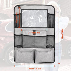 TERRIFI Car Seat Organiser, 2 Pcs Car Back Seat Organiser for kids, Car Seat Protector With 9 Storage, Car Accessories for Family Road Trip (Grey)