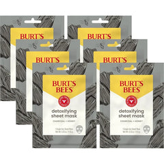 Burt's Bees Detoxifying Charcoal Facial Sheet Mask, Single Use Face Mask, 1 Count, Pack of 4 (Package May Vary)