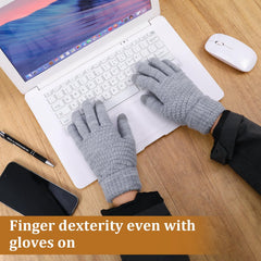 Women's Touch Screen Gloves, Men Touchscreen Mittens, Warm Winter Gloves, Daily Wear Touchscreen Gloves, Plush Elastic Cuffs Knit Gloves, Winter Warmth Accessories, for Driving Cycling 4 Pairs