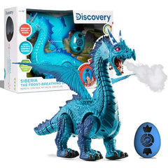 Discovery Frost Breathing RC Dragon with Smoke Breath, Walking, Wing Flapping, Realistic Roaring Sounds Light Up Large Dinosaur Toy Remote Control Robot Dino Mythical Creature Kids Boys Gift Age 6+