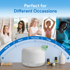 500ml Premium, Essential Oil Diffuser with Remote Control, 5 in 1 Ultrasonic Aromatherapy Fragrant Oil Humidifier Vaporizer, Timer and Auto-Off Safety Switch White