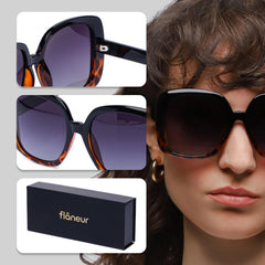 Flaneur Stylish Polarized Sunglasses for Women & Men Square-Frame - UV Protection, Lightweight, Scratch-Resistant, Trendy Eyewear & Accessories for Ladies UV400