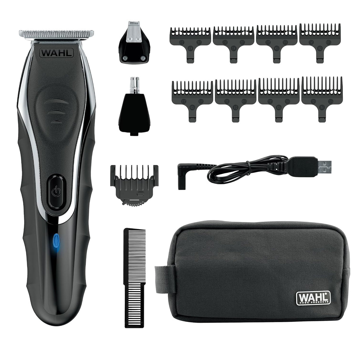 Wahl Aqua Blade Rechargeable Wet/Dry Lithium-Ion Deluxe Beard Trimmer for Men - Interchangeable Heads for Detailing, Hair, Mustache and Body Grooming (Model 9899-100)