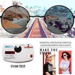 KANASTAL Hippie Round Polarized Sunglasses for Women Men, Small Circle Sun Glasses Classic Vintage Retro Shades Metal Frame UV400 Protection