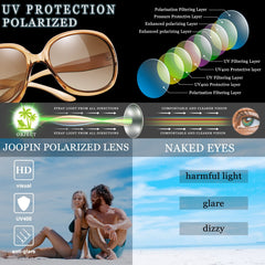Joopin Polarized Sunglasses for Women, Ladies Big Frame Polarized Eyewear UV400 Protection Driving Fishing - Brown/Gradient Brown