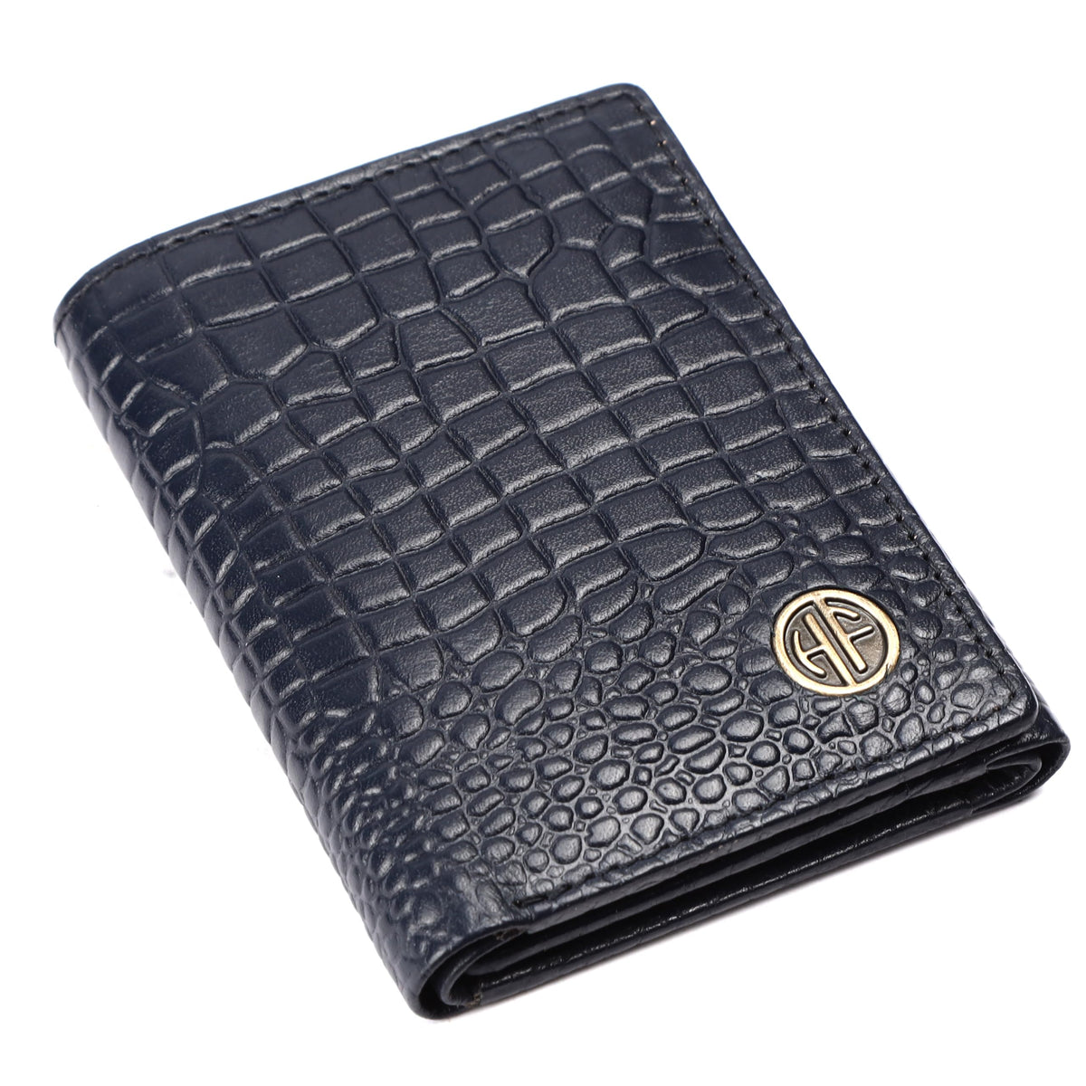 HAMMONDS FLYCATCHER Genuine Leather Wallet for Men, RFID Protected Leather Purse for Men, Money Purse for Men, Tri-Fold Wallet, 5 Card Slots, 2 ID Slots, Hidden Pockets, Metal Snap Button, Croc Blue