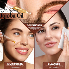 Drsous Ca Organic Jojoba Oil 50ml | 100% Cold Pressed Carrier Oil for Body Massage, Glowing Skin, Hair care and DIY Bath | Rich in Vitamins and Antioxidants | Made in Palestine