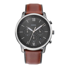 Fossil Mens Quartz Watch, Analog Display and Leather Strap Brown