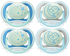AVENT Philips Ultra Air Nighttime, 6-18 Months Pacifier, Blue, Pack of 4, SCF376/43