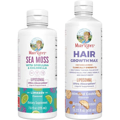MARYRUTH'S Organics Sea Moss Liposomal (Limeade) & Hair Growth MAX (Almond Cookie) | Clean Label Project Verified® | Vitamins for Energy, Immunity, & Beauty | Vegan, Gluten-Free, Non-GMO