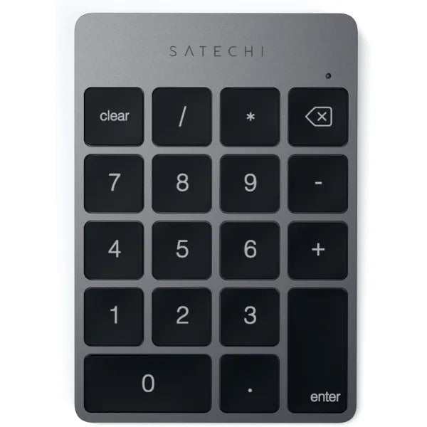 Satechi Slim Aluminum Bluetooth Keypad, Wireless Number Pad with 18 Keys, Micro USB Rechargeable Numpad, External Number Pad for MacBook Air/Pro/Neo, iPad Air/Pro, iMac, PC - Space Gray