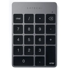 Satechi Slim Aluminum Bluetooth Keypad, Wireless Number Pad with 18 Keys, Micro USB Rechargeable Numpad, External Number Pad for MacBook Air/Pro/Neo, iPad Air/Pro, iMac, PC - Space Gray