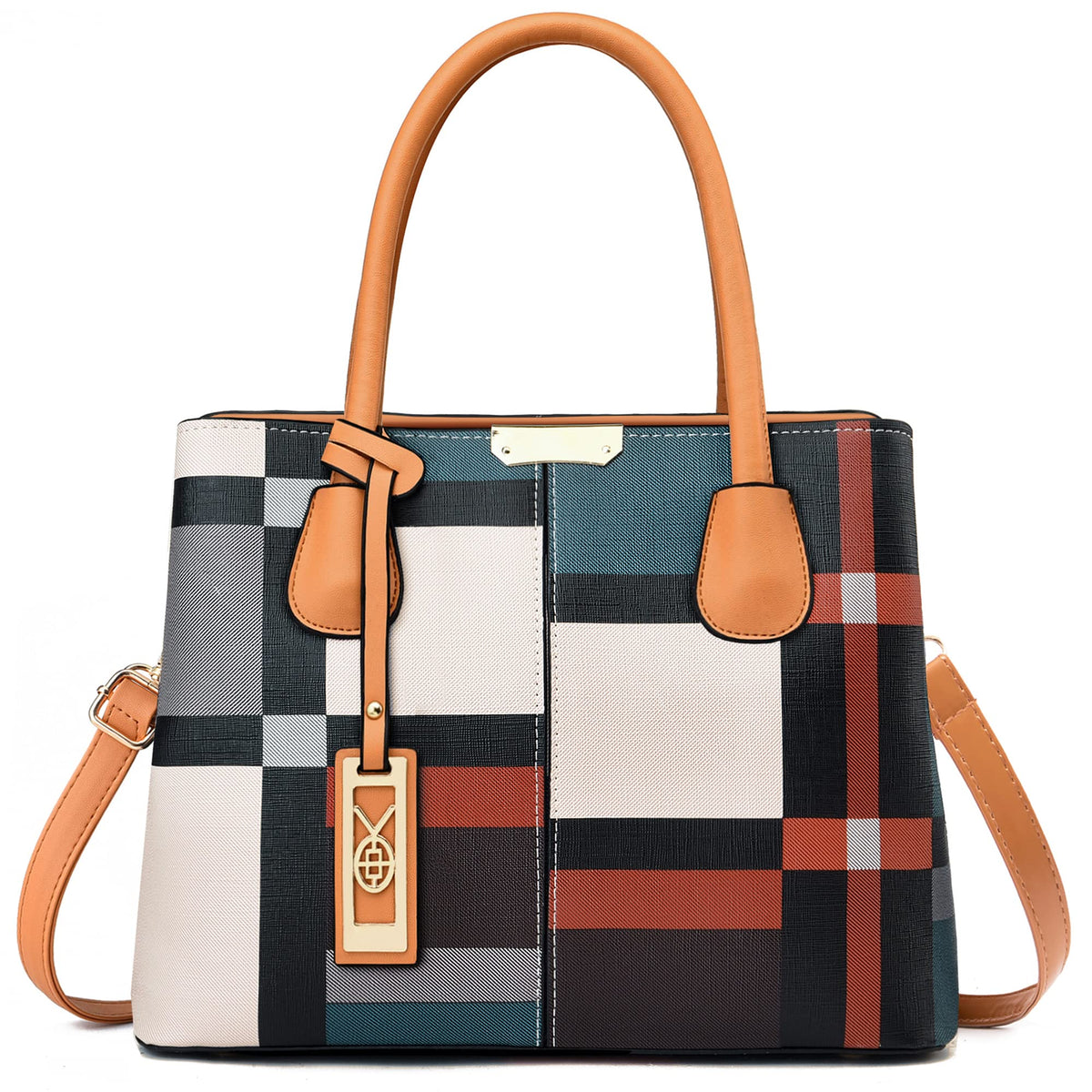 COCIFER Purses and Handbags for Women Shoulder Tote Bags Top Handle Satchel - Orange Brown