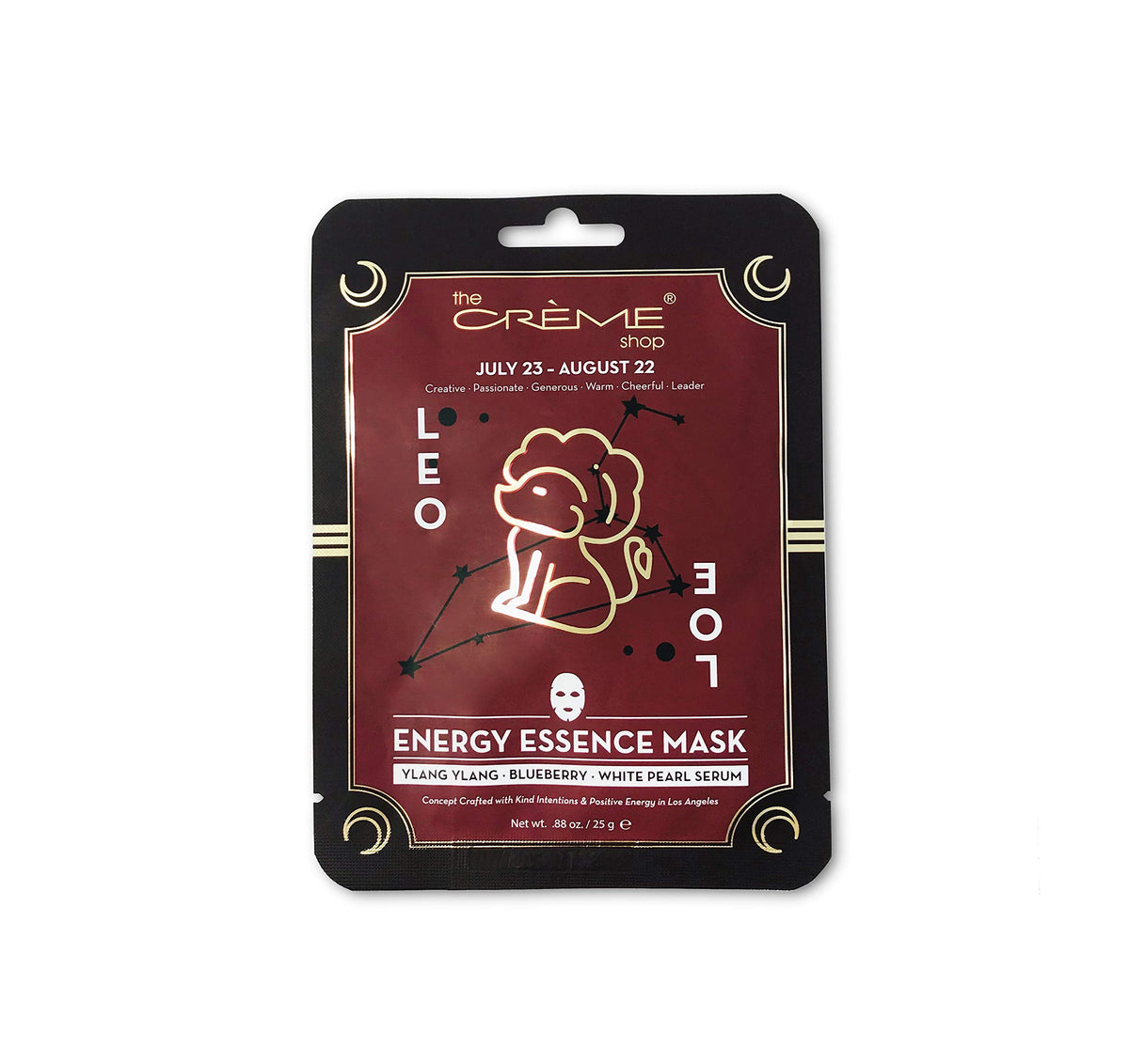 The Crème Shop Energy Essence Face Sheet Mask, Ylang Ylang + Blueberry + White Pearl Serum- Leo
