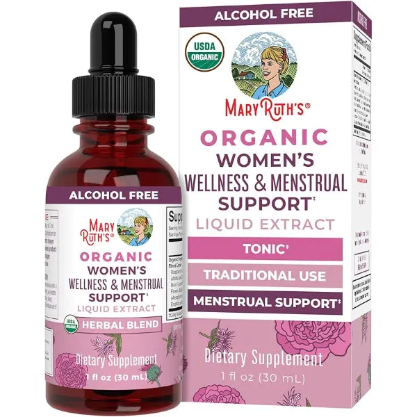 MARYRUTH'S Organic Women's Wellness & Menstrual Support Liquid Herbal, 1oz | USDA Organic, Stinging Nettle, Raspberry Leaf, Eleuthero Root, Chaste Tree Berry, Menstrual Support, Non-GMO, Vegan