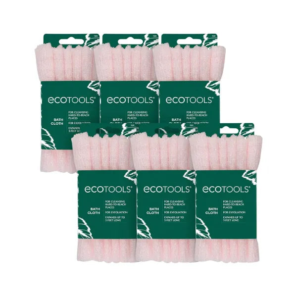 EcoTools Bath Cloth, Exfoliating Washcloth for Shower & Bath, Expands Up to 3 Feet, Remove Dry Skin, Body Scrubber for Exfoliation & Deep Cleansing, Eco Friendly & Cruelty-Free, Pink, 1 Count (Pack of 6)